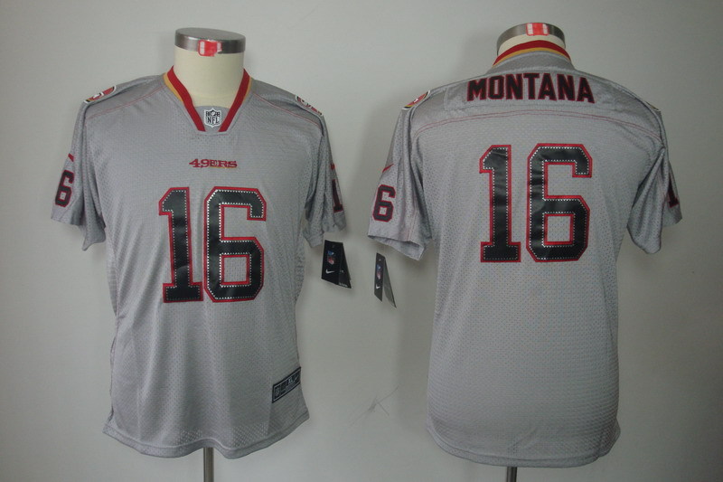 Youth San Francisco 49ers #16 montana Grey style2 NFL Nike Jerseys->->Youth Jersey